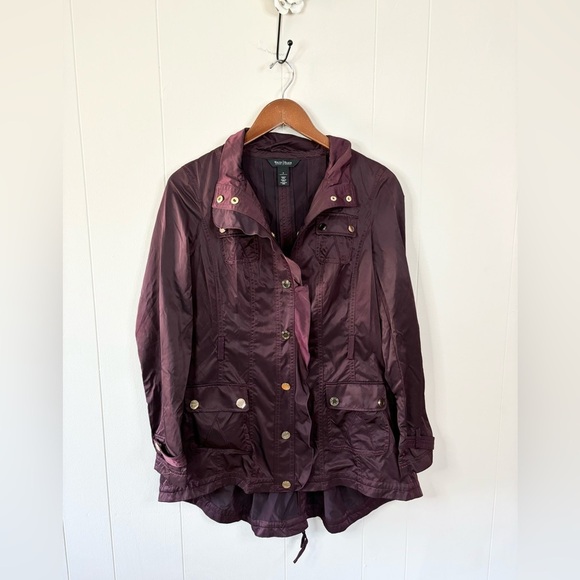 White House Black Market purple gold button jacket size 6 - Picture 1 of 5